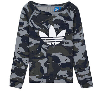 BNWT Adidas Orginals J C Crew Fleece Sweater Pullover Age 4 5 Oversized Neck • 12.24€