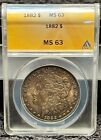 MS63~1882 P MORGAN S$1~ANACS HOLDER~TONED~US MINT COLLECTABLEINVESTMENT COINAGE~