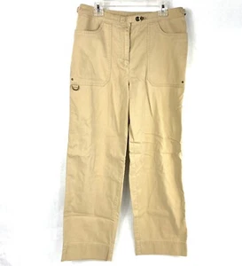 Lauren Ralph Lauren Womens Capri Pants Crop Cotton Tan Pockets Clasp Close Sz 4 - Picture 1 of 12