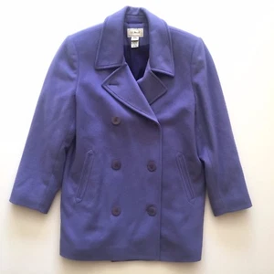 LL BEAN WOOL CASHMERE BLEND WOMENS LAVENDER PURPLE CLASSIC PEA COAT SZ.8 PETIT - Picture 1 of 7