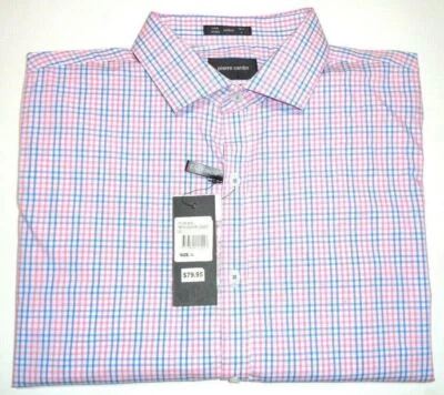 Pierre Cardin BNWT Mens Size Large Blue & Pink Plaid Button Up Long Sleeve Shirt - Image 1 of 4