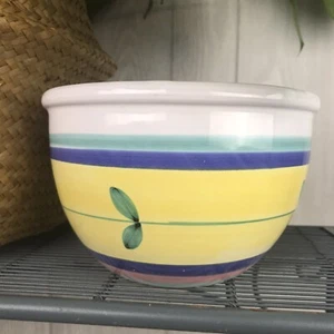 Vintage Terracotta Italian Pottery Mixing Bowl Striped Multicolored MCM - Picture 1 of 9