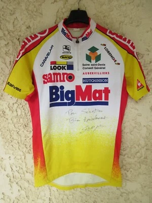 Maillot cycliste BIGMAT AUBER 93 signé Stéphane Bergès dédicacé shirt vintage M - Photo 1/4