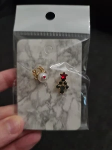 Brand New Christmas Tree And Reindeer Christmas Stud Earrings - Picture 1 of 3