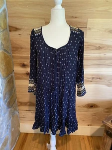 American Eagle Outfitters navy blue Boho style dress size medium - Picture 1 of 7