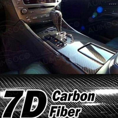 For Nissan Carbon Fiber Car Glossy Vinyl Film Auto Interior Wrap Stickers 7D - Image 1 of 4