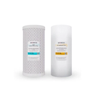 2 Big Blue 10" x 4.5" Sediment Whole House + CTO Carbon Block Water Filter - Image 1 of 4