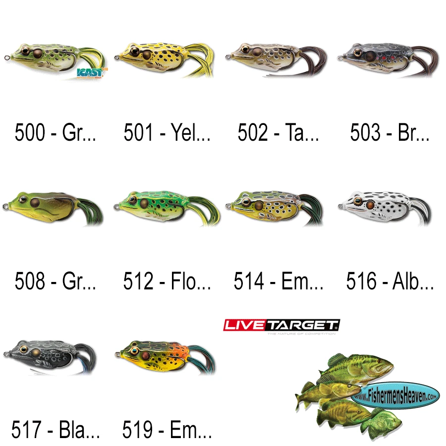 Live Target Frog - Topwater Lure (FGH55T) Hollow Body 5/8oz - Pick Any 8 Colors - Image 1 of 4