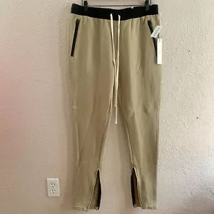 Fear of God Essentials x Pacsun Chinchilla Joggers Mens Large Tan Ankles Zip - Picture 1 of 7