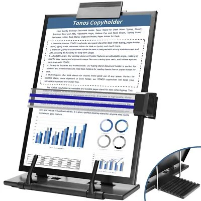 Desktop Document Book Holder w/ 7 Adjustable Positions File Organizer Copyholder - Image 1 of 4