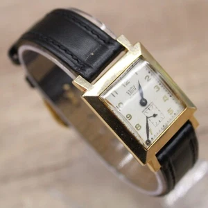 Orologio Vintage Britix 17 jewels Unisex Acciaio Inox Tono Oro Quadrante Rettangolare - Foto 1 di 8