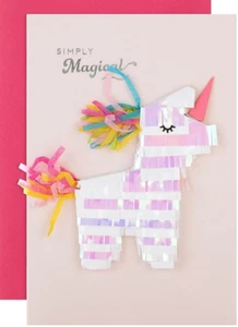 NEW!! Lot of 5 Hallmark Signature Unicorn Piñata Birthday Cards - Picture 1 of 3
