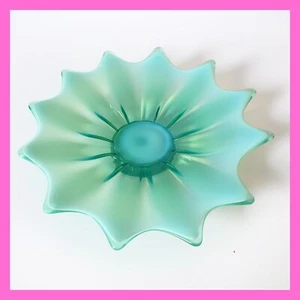 Vintage Fostoria Heirloom Opalescent Glass Starburst Green Blue Plate / Bowl 10" - Picture 1 of 10