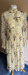 LK BENNETT ELEGANT LEMON FLORAL SILK DRESS - SIZE 12 - Picture 1 of 14