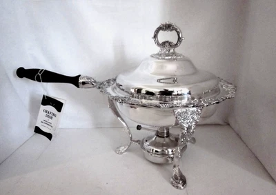 Wallace Baroque Chafing Dish #295 Silverplate Complete 5 Pieces Orig. Tag - Image 1 of 4