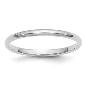 2mm Rhodium Plated Sterling Silver Half Round Standard Fit Band - Picture 1 of 7