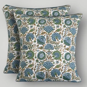Ridhi Pillow Covers Cotton Throw Pillow Covers 18 Inch X 18 Inch Set Of 2 - Picture 1 of 4