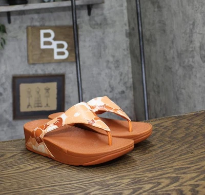 Sandalias Fitflop para mujer Lulu Flowerz de cuero con puntera JE1-C36 naranja melocotón 6M Foto 1 de 4