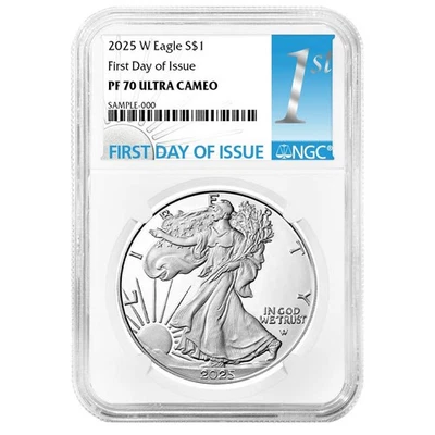 Prova 2025-W $1 American Silver Eagle NGC PF70UC FDI primeira etiqueta - Imagem 1 de 3