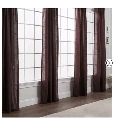 Chanasya Crosshatch Brown 2 Window Panels New In Package  52" By 63" - Image 1 of 4
