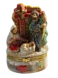 Belén Bisagras Pesebre Baratija Pastillero Caja De Colección Porcelana Religiosa Navidad - Imagen 1 de 20