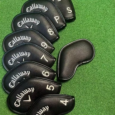 9Pcs Golf Iron Headcovers For Callaway Golf Club Covers 4-9ASP Leather Magnetic - Image 1 of 3