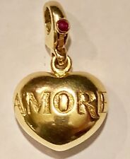 Pasquale Bruni 18k Yellow Gold Ruby “Amore” Puffy Heart Charm Pendant Retired