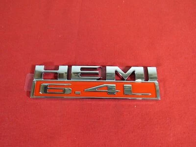 DODGE RAM 2500-5500 Chrome&Red Front Fender L or R HEMI 6.4L Badge NEW OEM MOPAR - Image 1 of 4