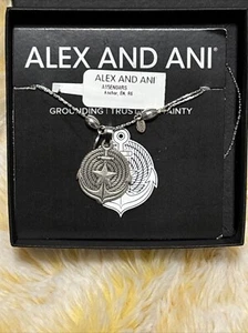Silver Anchor Pendant Alex And Ani Adjustable Chain Necklace - Picture 1 of 3