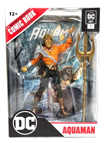 Aquaman DC Direct Action Figure with Comic Book Triton & Stand 7" NEW IN BOX Cover