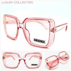 Classic Vintage Retro Style SUN GLASSES Classy Elegant Square Pink Frame & Lens - Picture 1 of 9