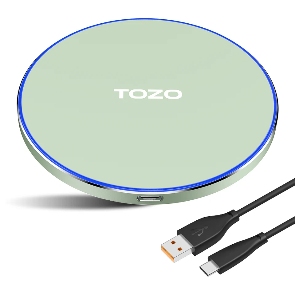 Cargador Inalámbrico 15W Max, Almohadilla de Carga Inalámbrica Rápida Certificado Qi, Verde Foto 1 de 4