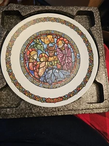 Limoges Nativity Plate No Room At The Inn 1977 Stained Glass Effect - Picture 1 of 8