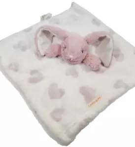 Blankets and Beyond Soft Bunny Rabbit Baby Lovey Purple White Hearts Fleece - Picture 1 of 10