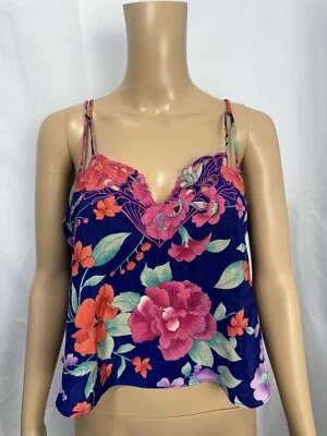 VTG 90s Victoria’s Secret Gold Label Satin Floral Lace Cami Top Sz S Y2K Boho - Image 1 of 4
