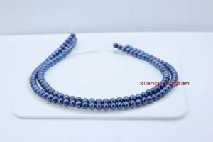 top luster long 35"6-7mm natural real TAHITIAN BLUE black pearl necklace 14K - Picture 1 of 5