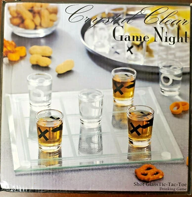 Crystal Clear Game Night - Tic Tac Toe - Juego de beber de 9 vasos NUEVO Foto 1 de 4