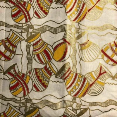 Tela de edredón de algodón 1 yarda botellas doradas africanas material blanco artesanía #062 Foto 1 de 2