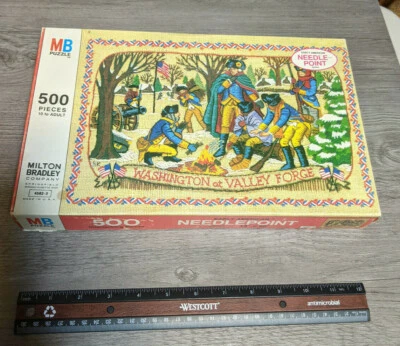 Vtg Milton Bradley Early American Needlepoint Series Valley Forge Puzzle 500pc - Image 1 of 2