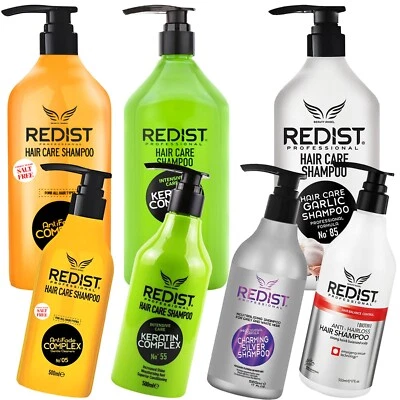 Redist Hair Care Shampoos 500-1000ml - Keratin, Argan, Garlic - Repairs