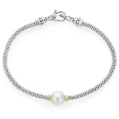 New LAGOS LUNA Collection Single PEARL Sterling Silver Caviar Bracelet Medium/7 - Image 1 of 4