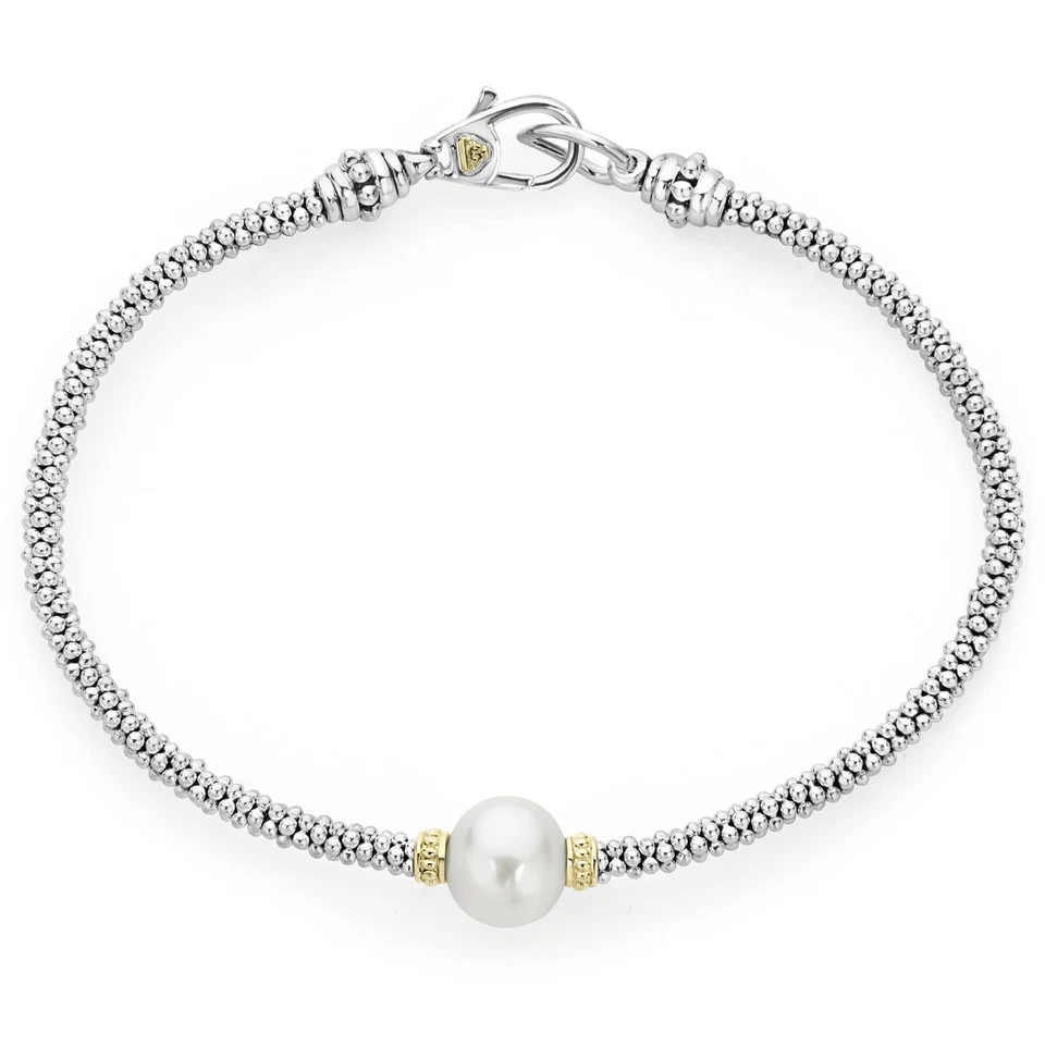 New LAGOS LUNA Collection Single PEARL Sterling Silver Caviar Bracelet Medium/7 - Image 1 of 1