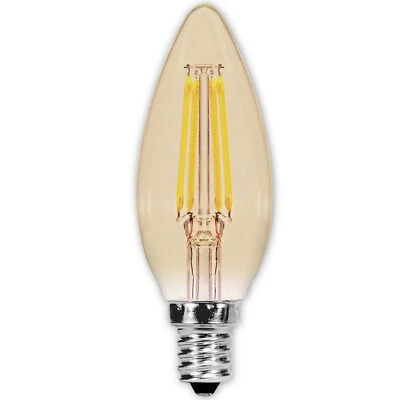 CTA LED Torpedo Light Bulb - Candelabra Base - 3.5W - 2000K Amber - SATCO-S9986 - Image 1 of 4