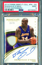 2014-15 Immaculate Shaquille O'Neal HOF Patch AUTO AUTOGRAPH #19/75 Lakers PSA 9