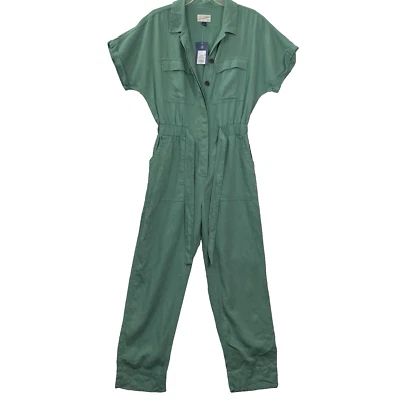 Universal Thread NEW Womans Short Sleeve Linen Boilersuit Green Jumpsuit Size 4 - Image 1 of 4