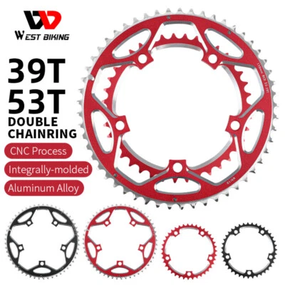 WEST BIKING Road Bike Chainring 130BCD 39/53T Tooth Plate for 8/9/10/11 Speed - Image 1 of 4