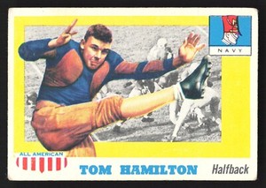 1955 Topps All-American Tom Hamilton #9 - Navy Midshipmen - Vintage GD