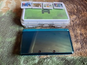 Nintendo 3DS Aqua Blue Handheld Console 4 Games And Case Tested
