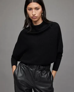 Women's All Saints Wool Cashmere Mix Ridley Crop Jumper M Black (used vgc) - Picture 1 of 4