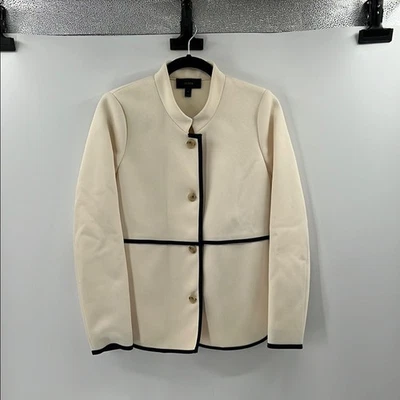 J. Blazer chaqueta de sarga con punta Crew para mujer - crema/azul marino - 4 Foto 1 de 4